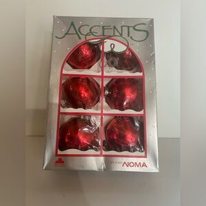 Accents Red glass Christmas Ornaments Set of 6